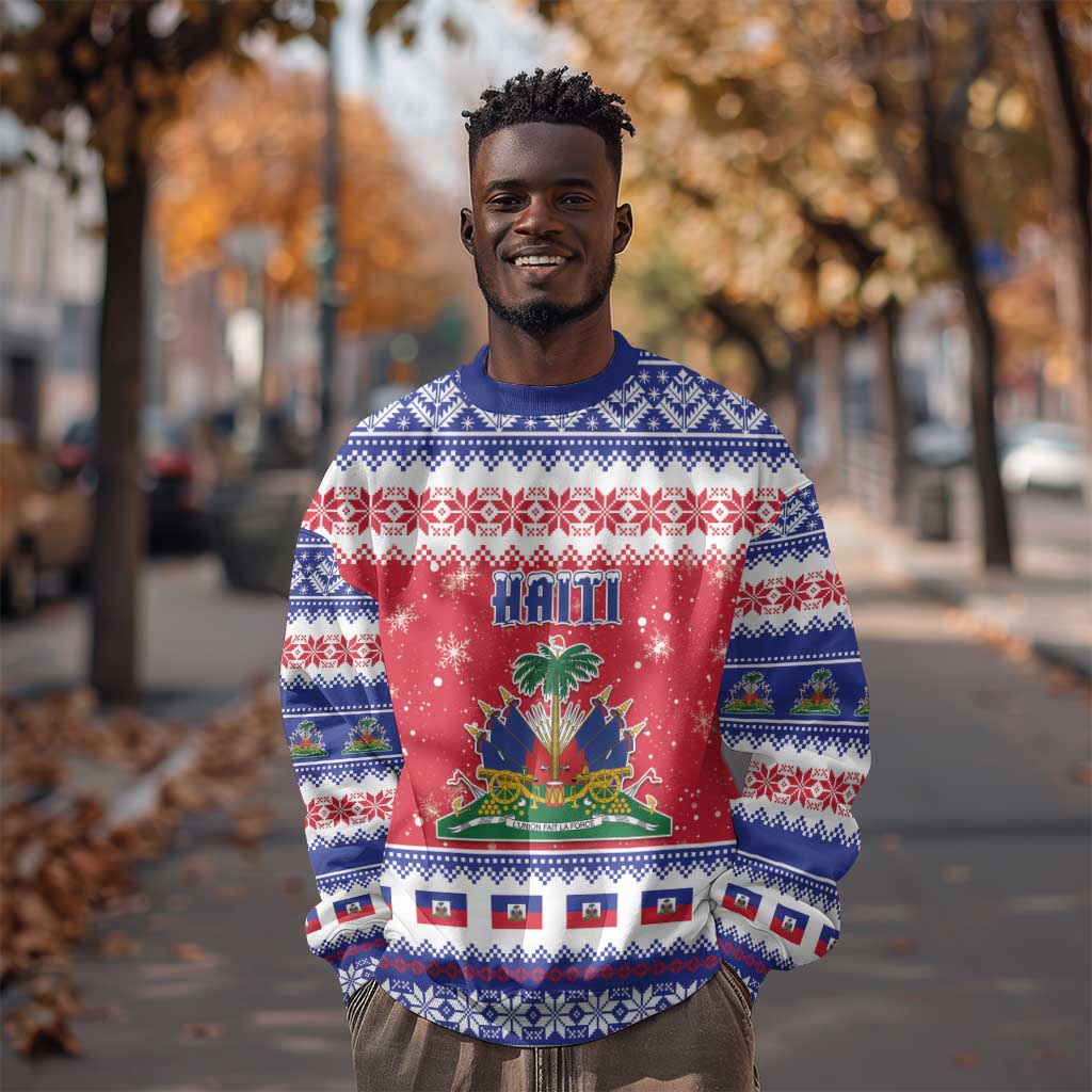 Afro Haiti Christmas Sweatshirt Coat Of Arms Jwaye Nwel - African Pride
