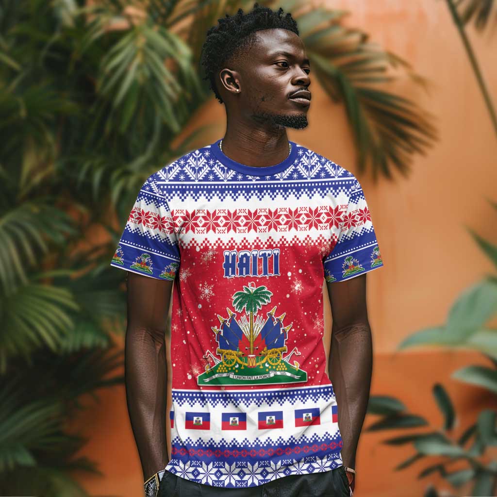Afro Haiti Christmas T shirt Coat Of Arms Jwaye Nwel - African Pride