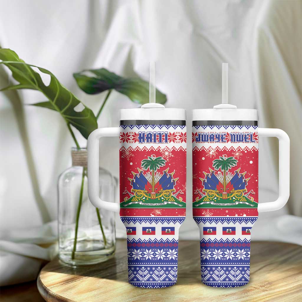 Afro Haiti Christmas Tumbler With Handle Coat Of Arms Jwaye Nwel - African Pride