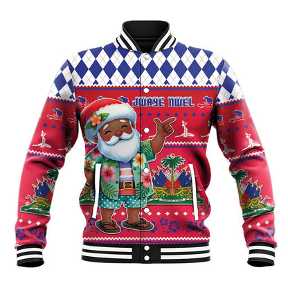 Afro Haiti Christmas Baseball Jacket Haitian Santa Jwaye Nwel - African Pride