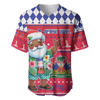 Afro Haiti Christmas Baseball Jersey Haitian Santa Jwaye Nwel - African Pride