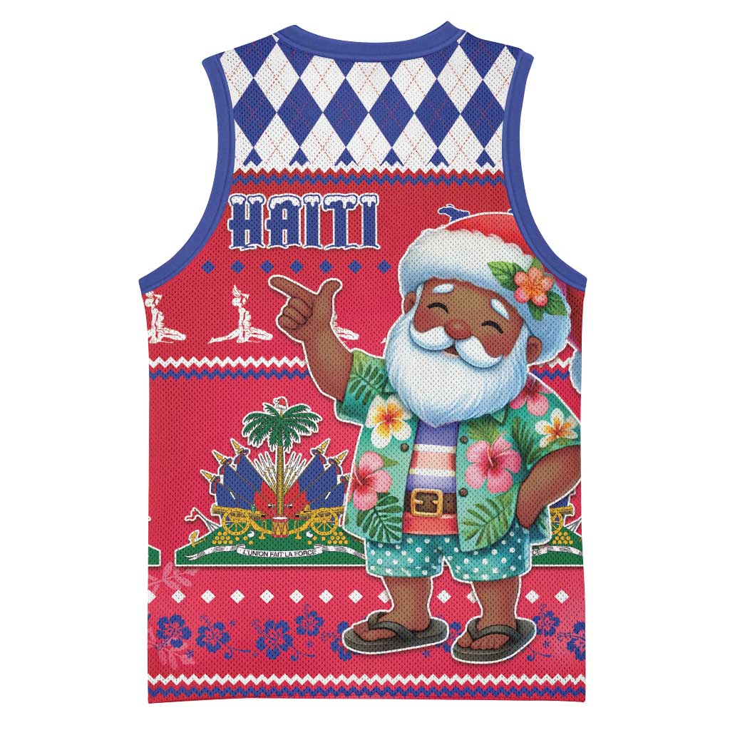 Afro Haiti Christmas Basketball Jersey Haitian Santa Jwaye Nwel - African Pride