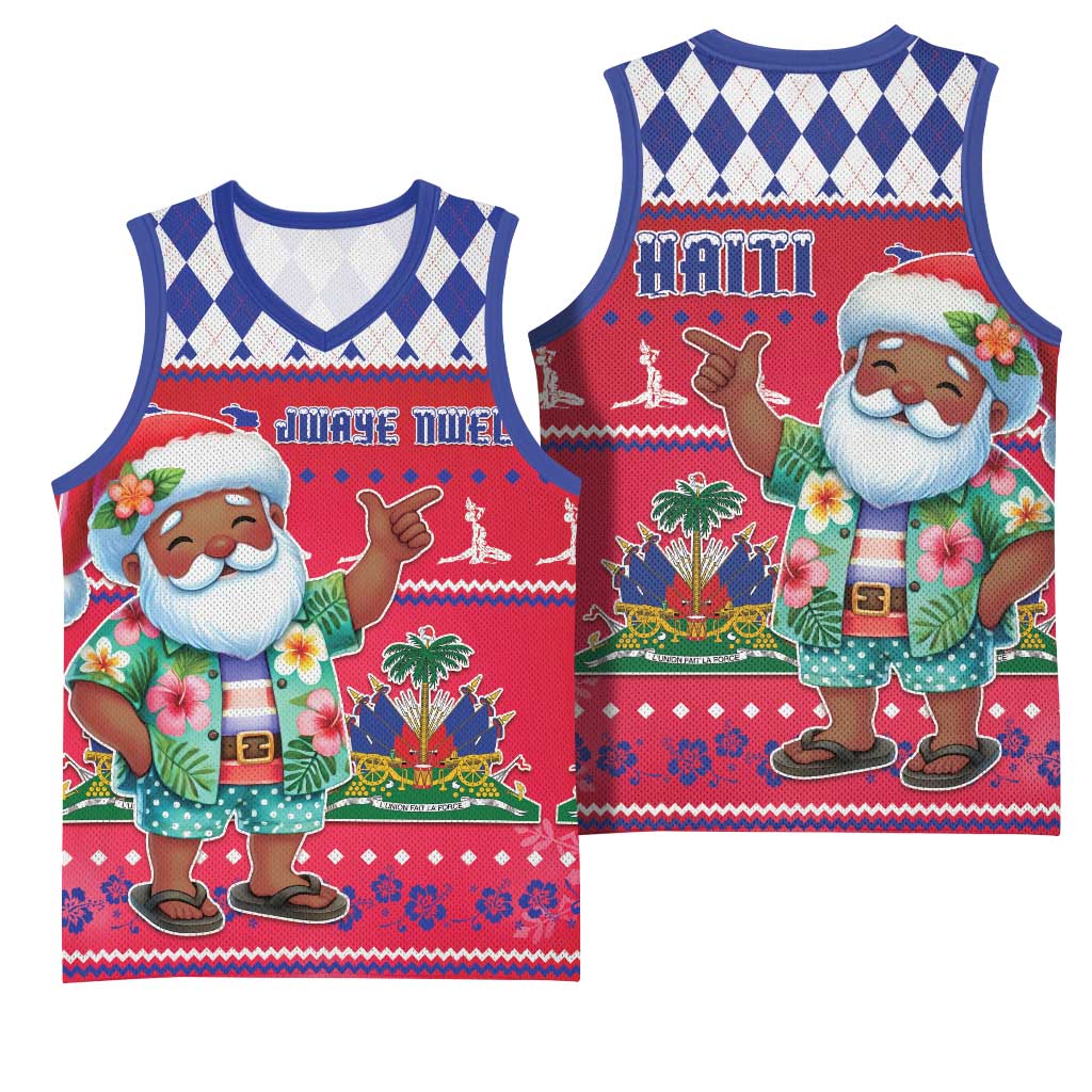 Afro Haiti Christmas Basketball Jersey Haitian Santa Jwaye Nwel - African Pride