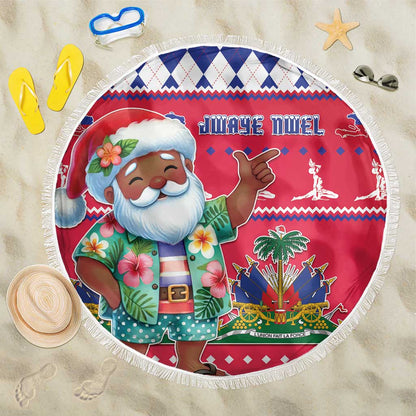 Afro Haiti Christmas Beach Blanket Haitian Santa Jwaye Nwel - African Pride