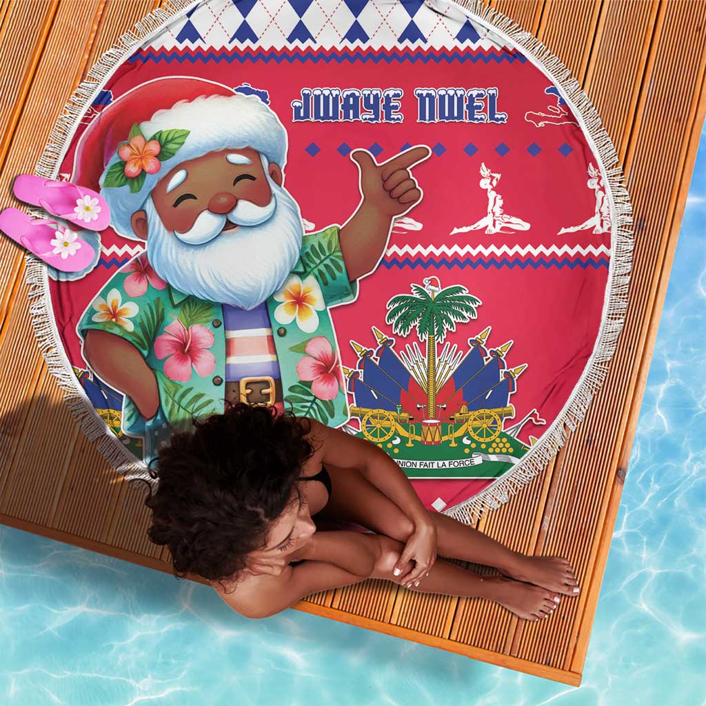 Afro Haiti Christmas Beach Blanket Haitian Santa Jwaye Nwel - African Pride