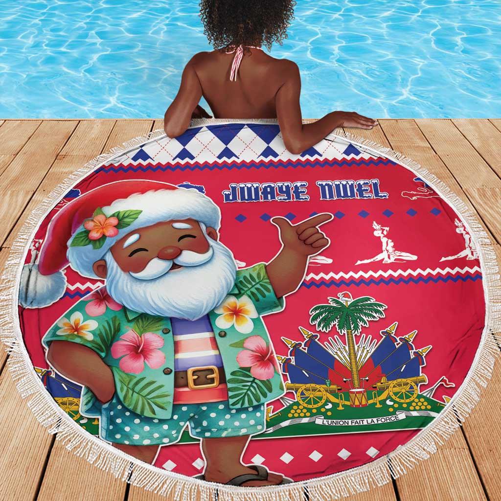 Afro Haiti Christmas Beach Blanket Haitian Santa Jwaye Nwel - African Pride