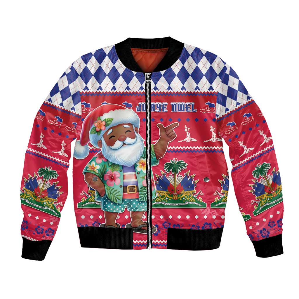 Afro Haiti Christmas Bomber Jacket Haitian Santa Jwaye Nwel - African Pride