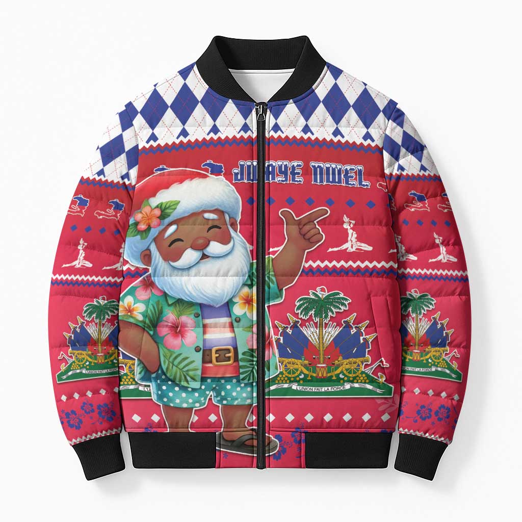 Afro Haiti Christmas Bomber Puffer Jacket Haitian Santa Jwaye Nwel