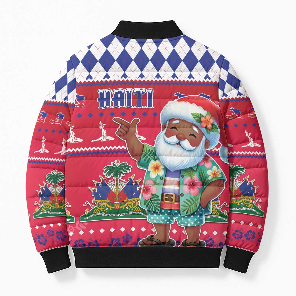 Afro Haiti Christmas Bomber Puffer Jacket Haitian Santa Jwaye Nwel