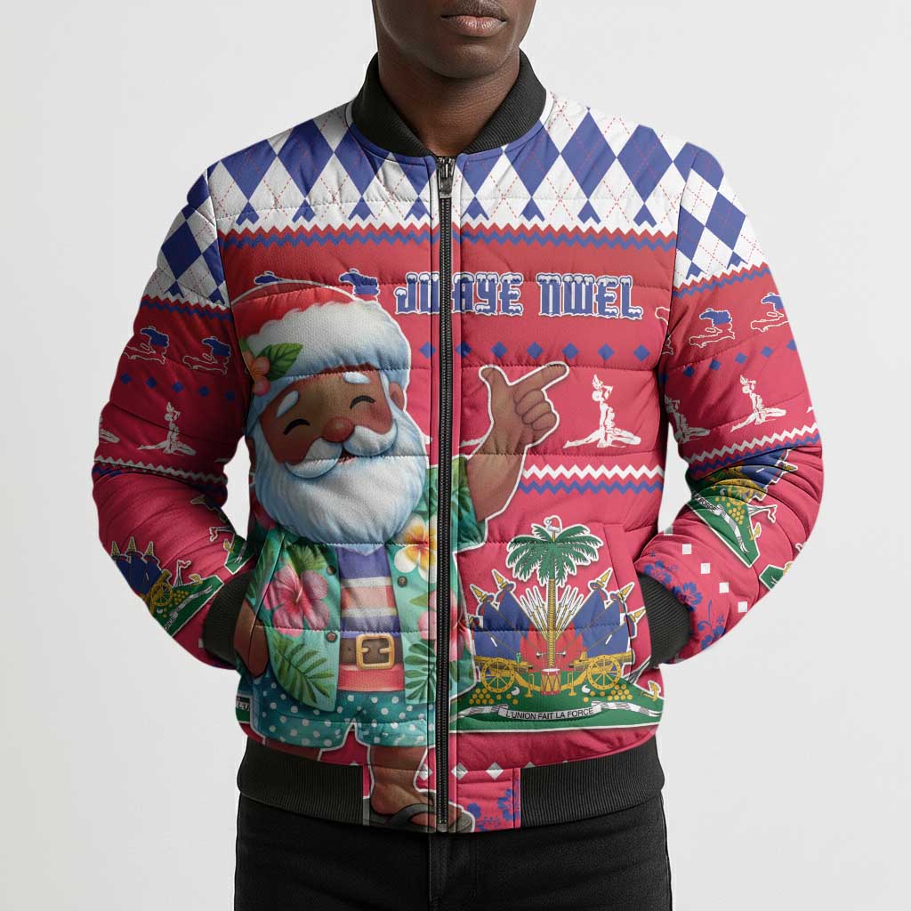 Afro Haiti Christmas Bomber Puffer Jacket Haitian Santa Jwaye Nwel