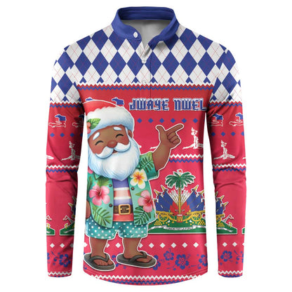 Afro Haiti Christmas Button Sweatshirt Haitian Santa Jwaye Nwel