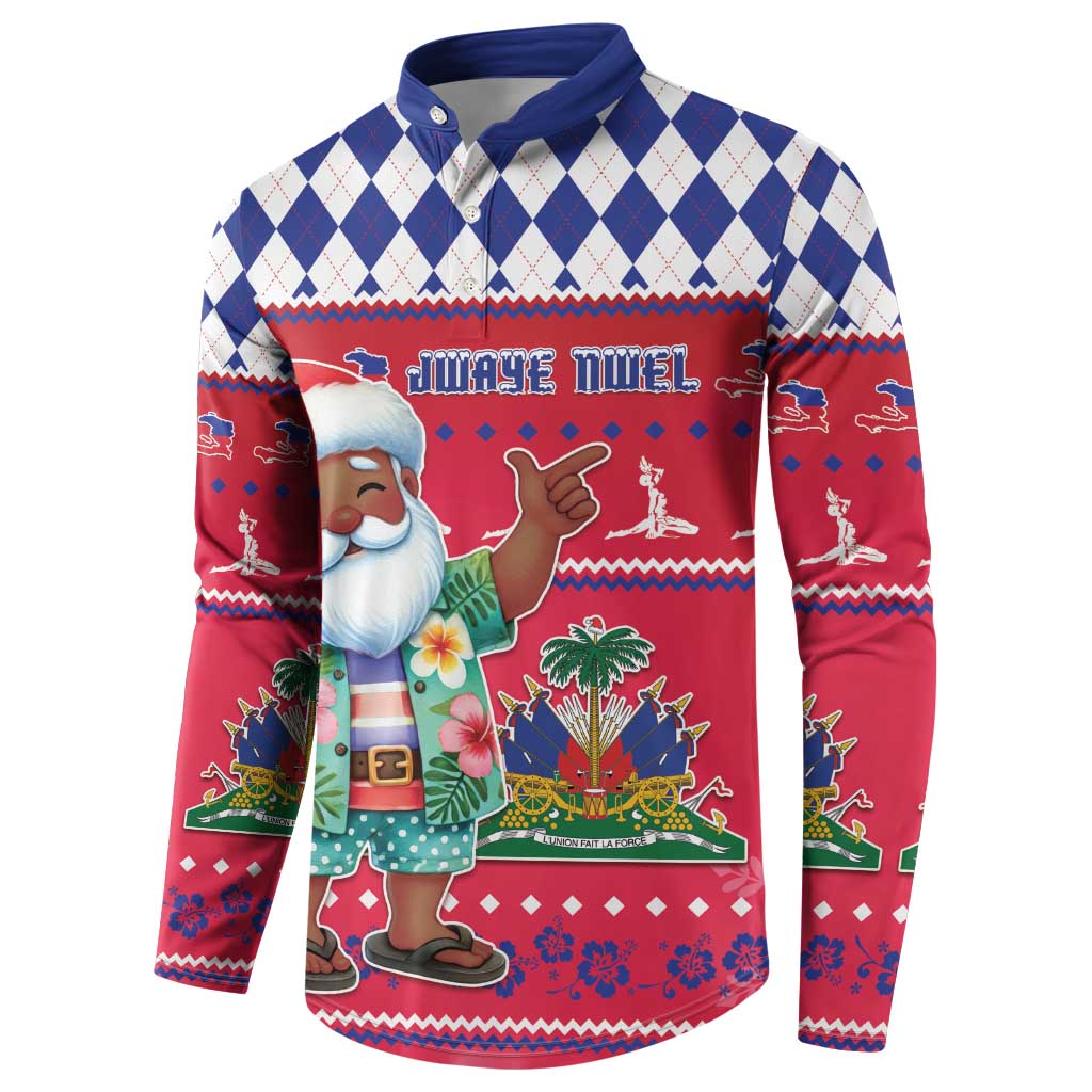 Afro Haiti Christmas Button Sweatshirt Haitian Santa Jwaye Nwel