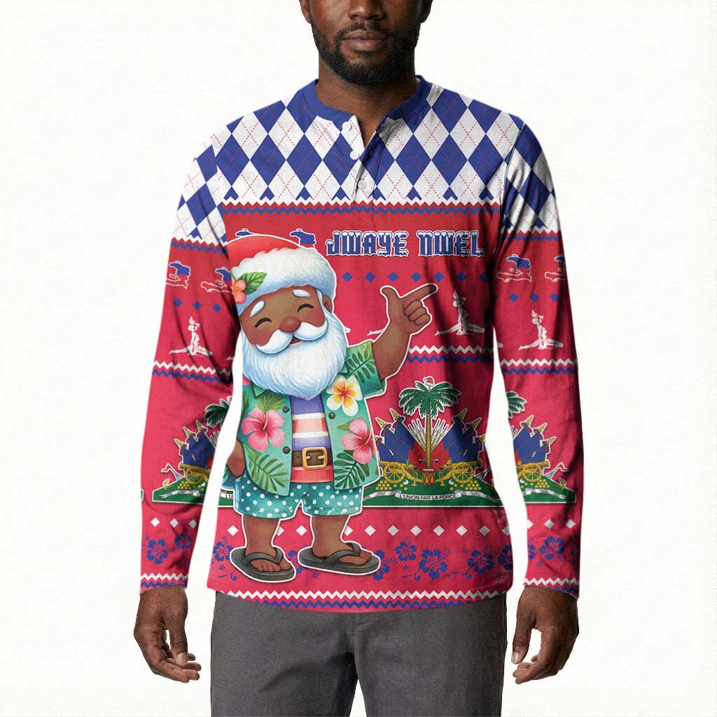 Afro Haiti Christmas Button Sweatshirt Haitian Santa Jwaye Nwel