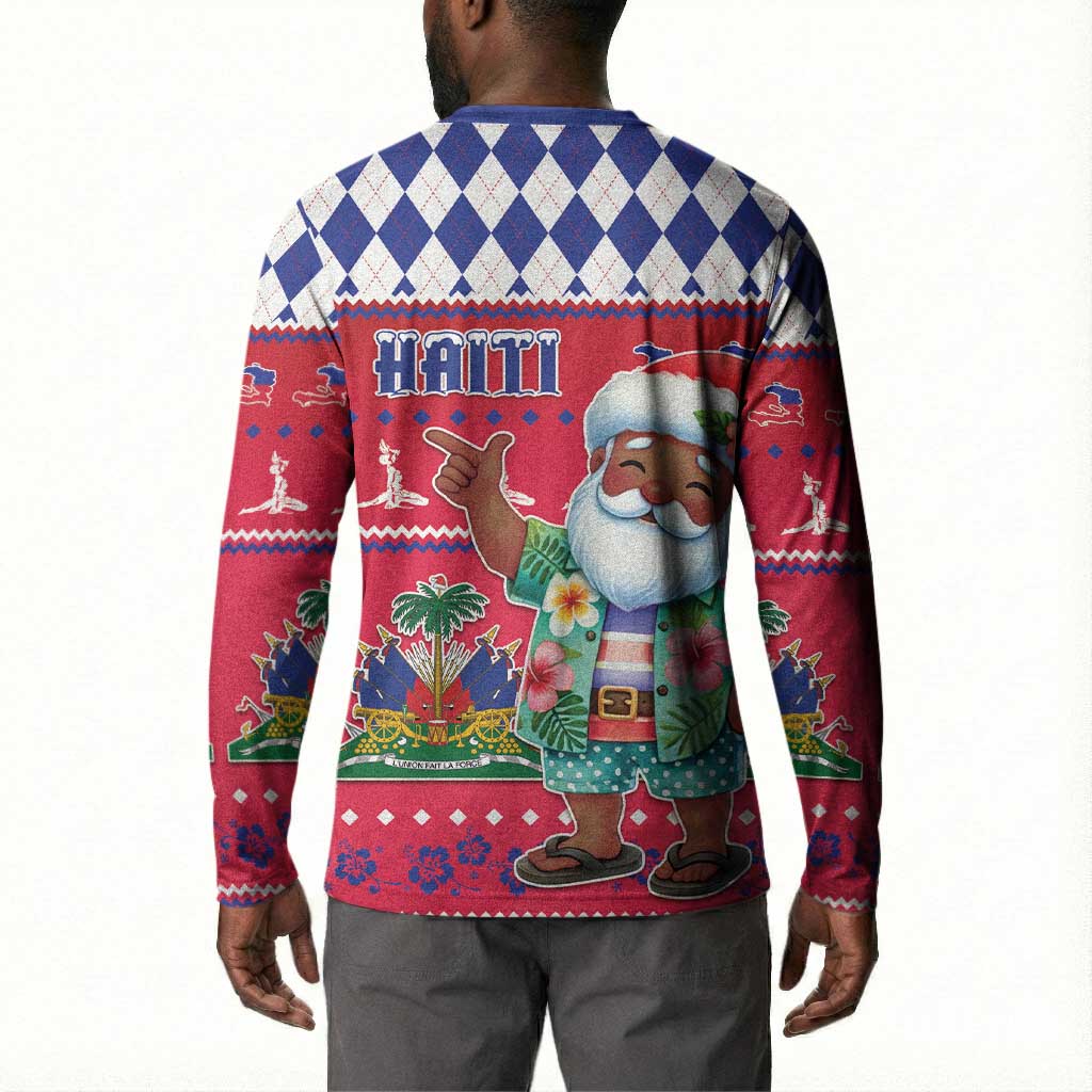 Afro Haiti Christmas Button Sweatshirt Haitian Santa Jwaye Nwel
