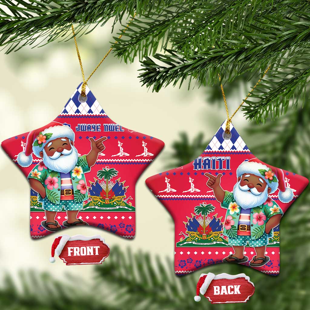 Afro Haiti Christmas Ceramic Ornament Haitian Santa Jwaye Nwel - African Pride