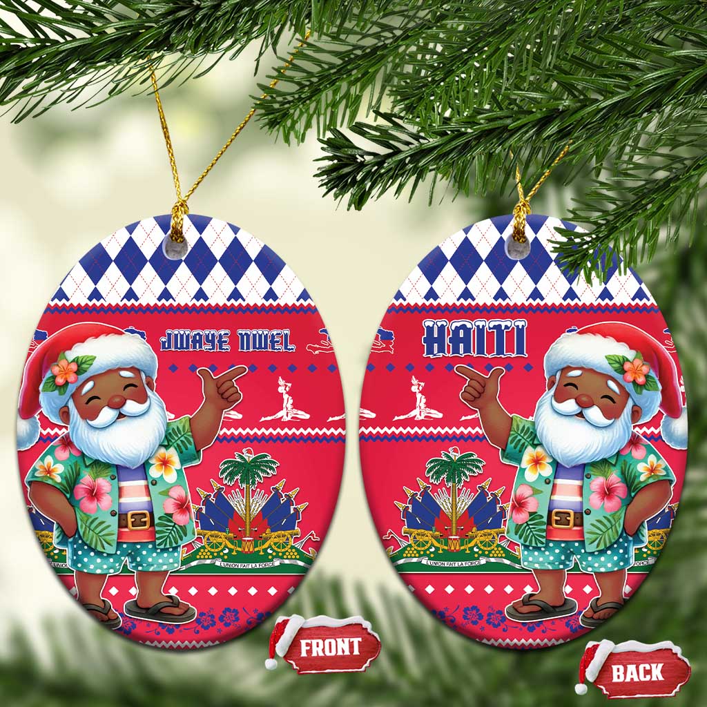 Afro Haiti Christmas Ceramic Ornament Haitian Santa Jwaye Nwel - African Pride