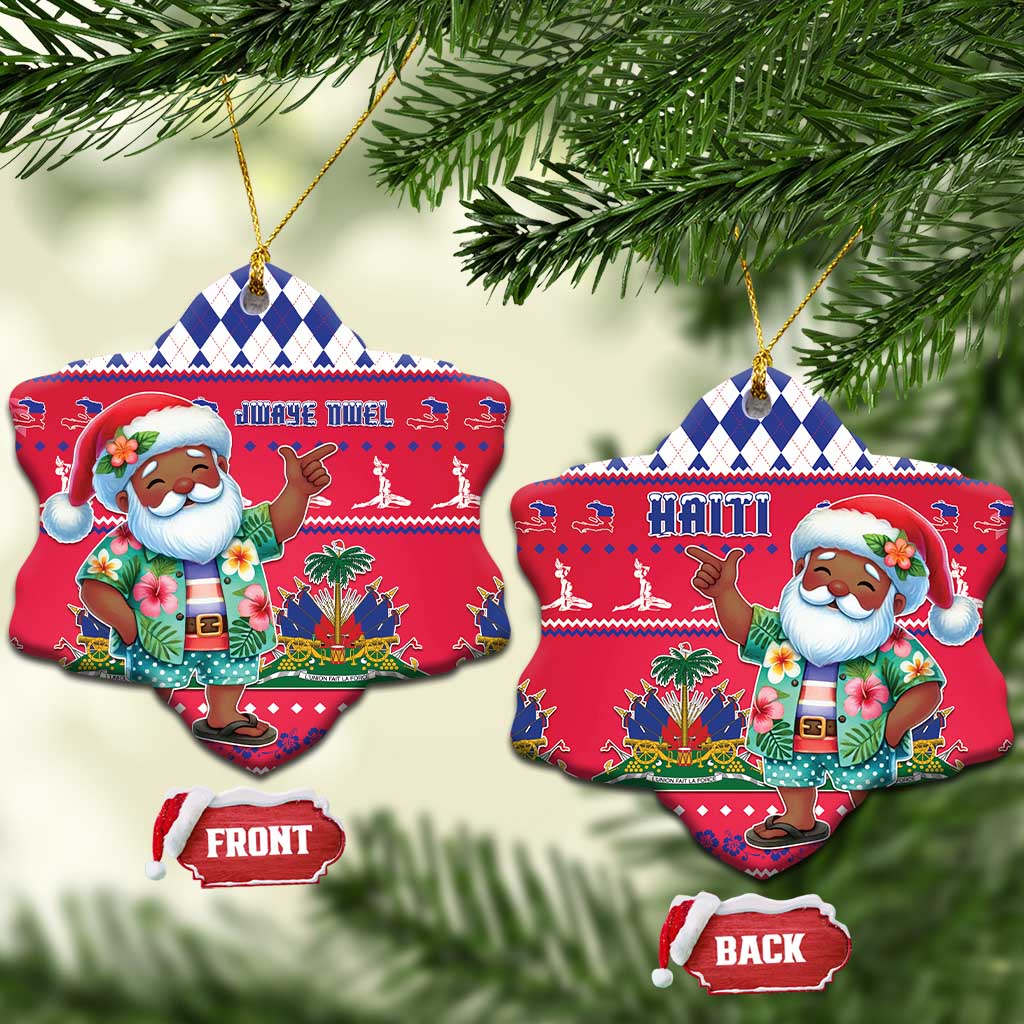 Afro Haiti Christmas Ceramic Ornament Haitian Santa Jwaye Nwel - African Pride