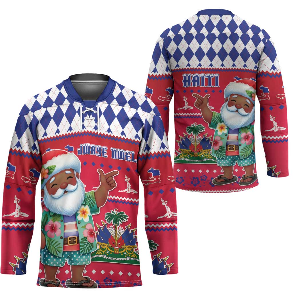 Afro Haiti Christmas Hockey Jersey Haitian Santa Jwaye Nwel