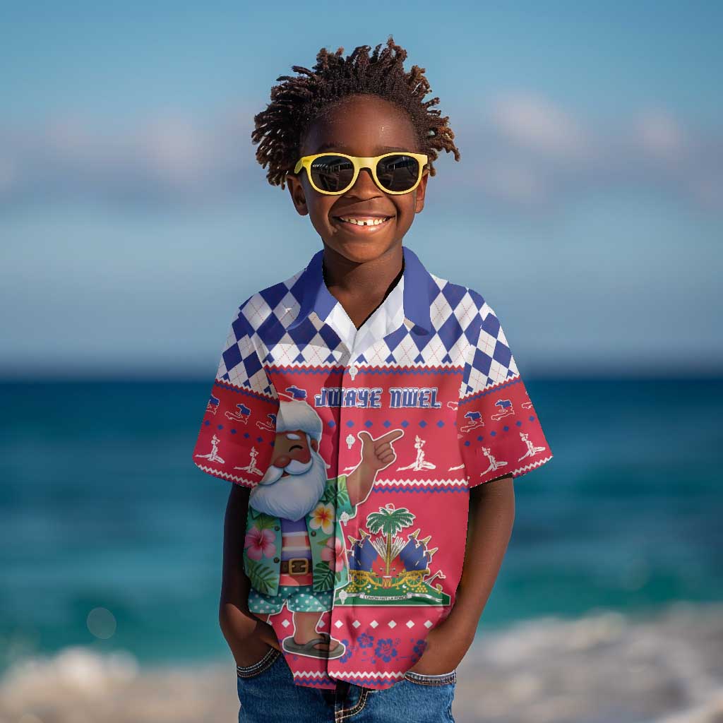 Afro Haiti Christmas Kid Hawaiian Shirt Haitian Santa Jwaye Nwel - African Pride