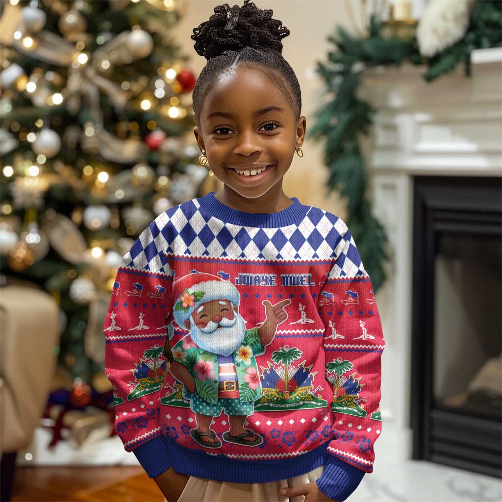 Afro Haiti Christmas Kid Ugly Christmas Sweater Haitian Santa Jwaye Nwel - African Pride
