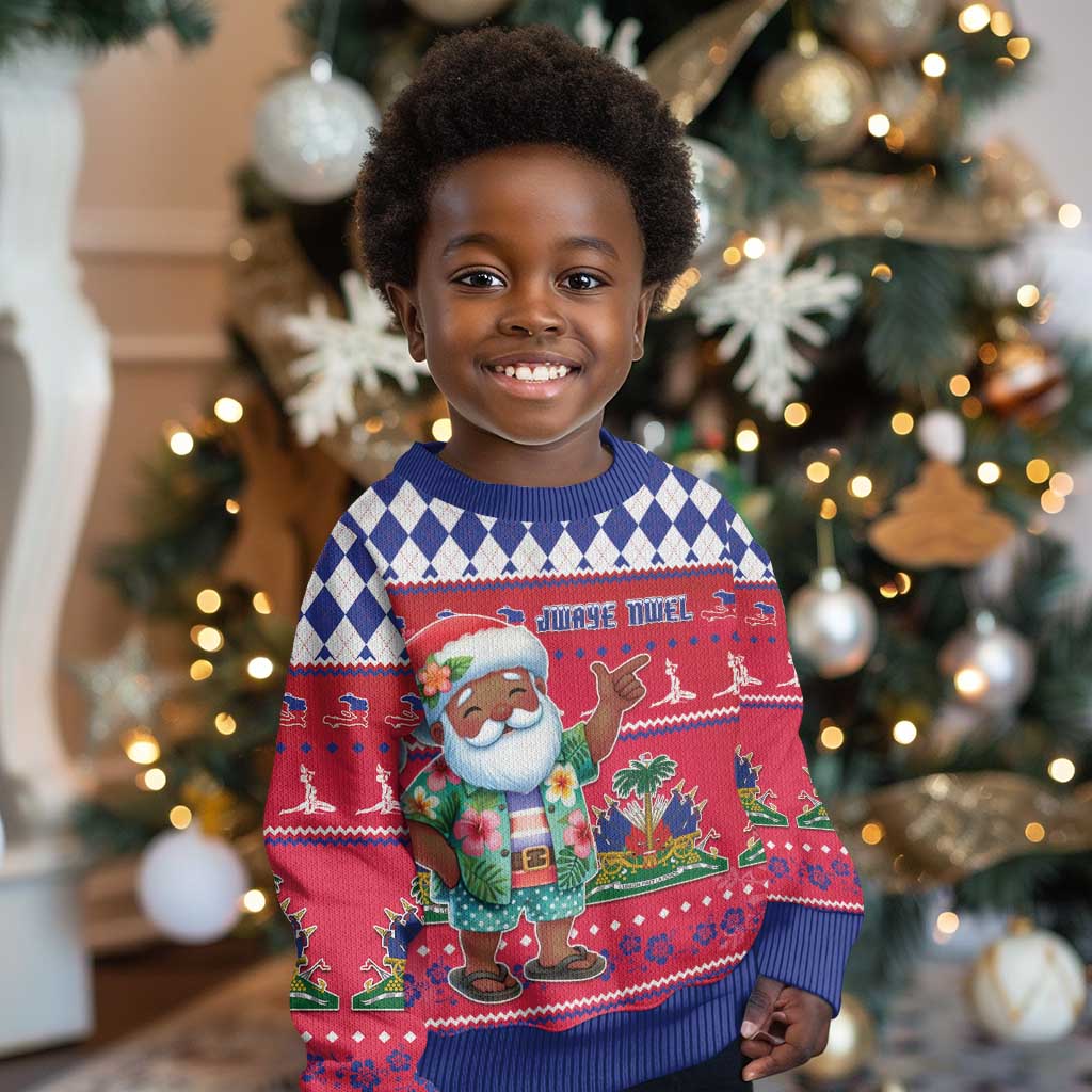 Afro Haiti Christmas Kid Ugly Christmas Sweater Haitian Santa Jwaye Nwel - African Pride