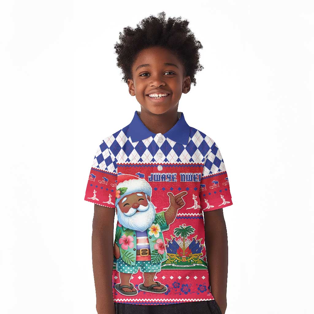 Afro Haiti Christmas Kid Polo Shirt Haitian Santa Jwaye Nwel - African Pride