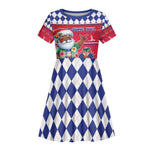 Afro Haiti Christmas Kid Short Sleeve Dress Haitian Santa Jwaye Nwel - African Pride