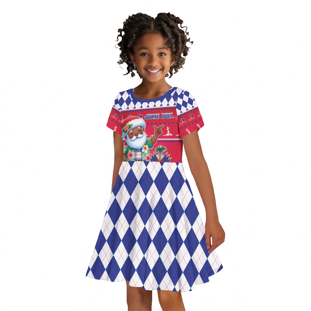Afro Haiti Christmas Kid Short Sleeve Dress Haitian Santa Jwaye Nwel - African Pride