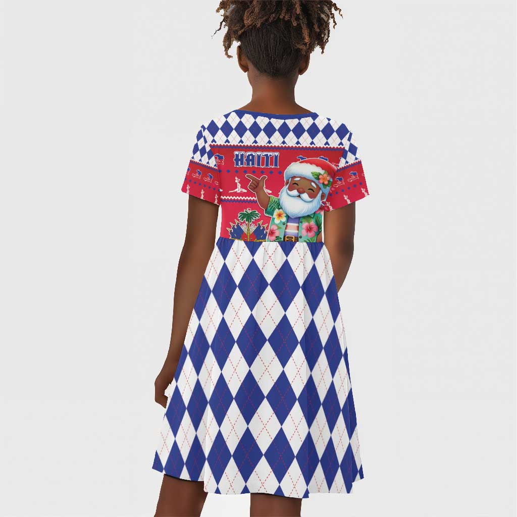 Afro Haiti Christmas Kid Short Sleeve Dress Haitian Santa Jwaye Nwel - African Pride