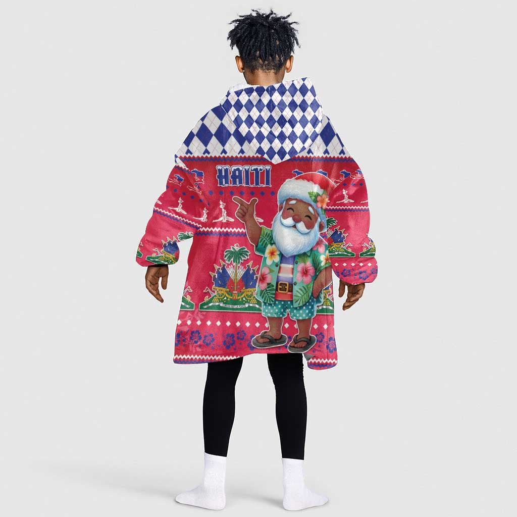 Afro Haiti Christmas Kid Wearable Blanket Hoodie Haitian Santa Jwaye Nwel - African Pride