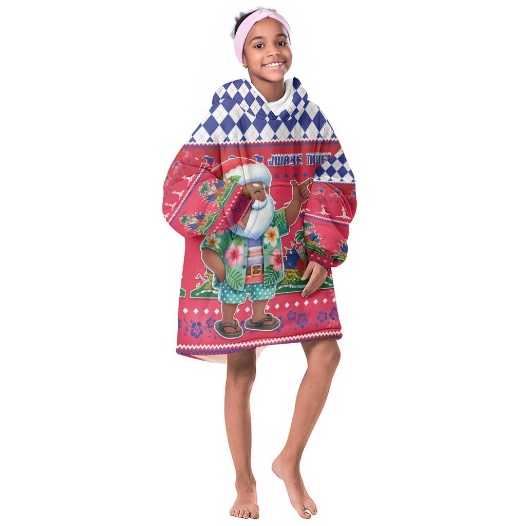 Afro Haiti Christmas Kid Wearable Blanket Hoodie Haitian Santa Jwaye Nwel - African Pride