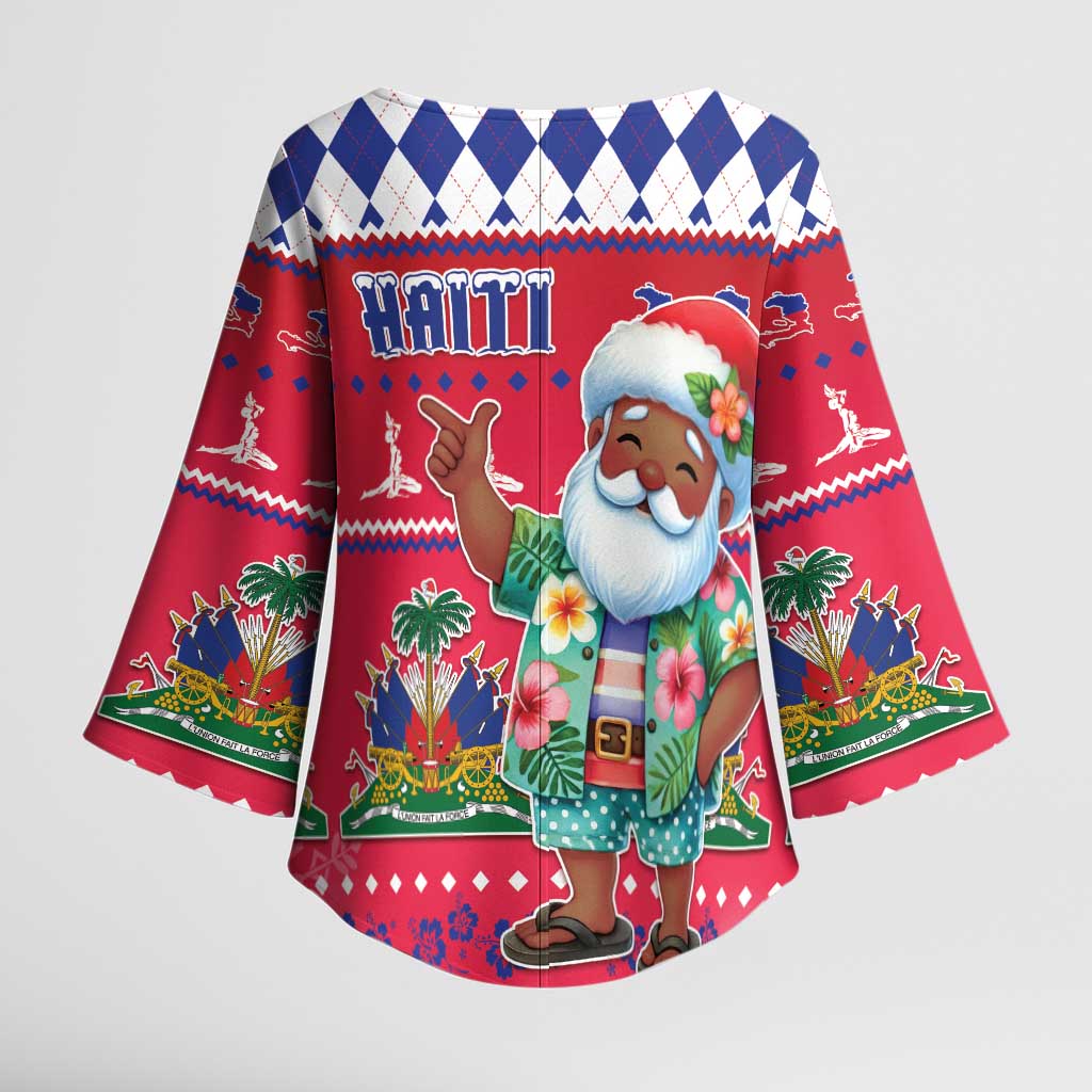 Afro Haiti Christmas Kimono Sleeve Blouse Haitian Santa Jwaye Nwel