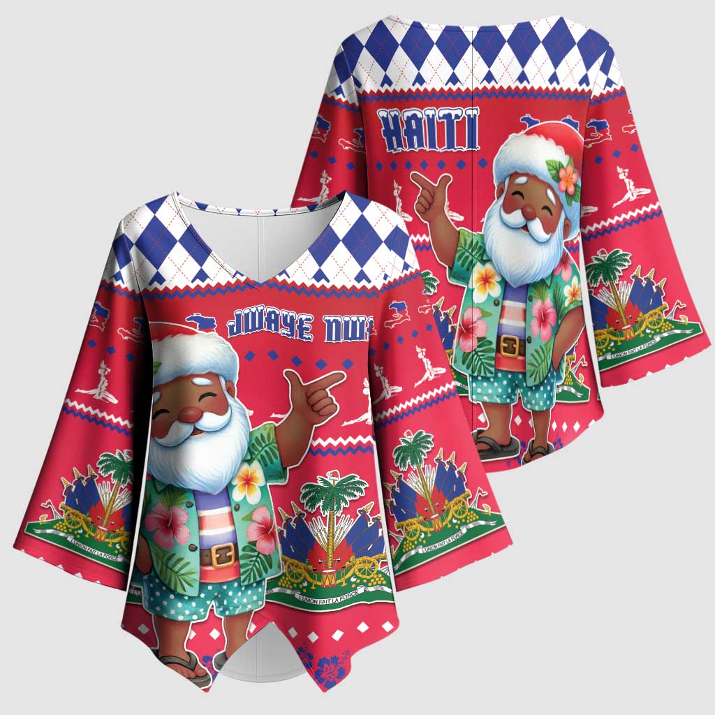 Afro Haiti Christmas Kimono Sleeve Blouse Haitian Santa Jwaye Nwel