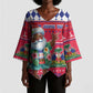 Afro Haiti Christmas Kimono Sleeve Blouse Haitian Santa Jwaye Nwel