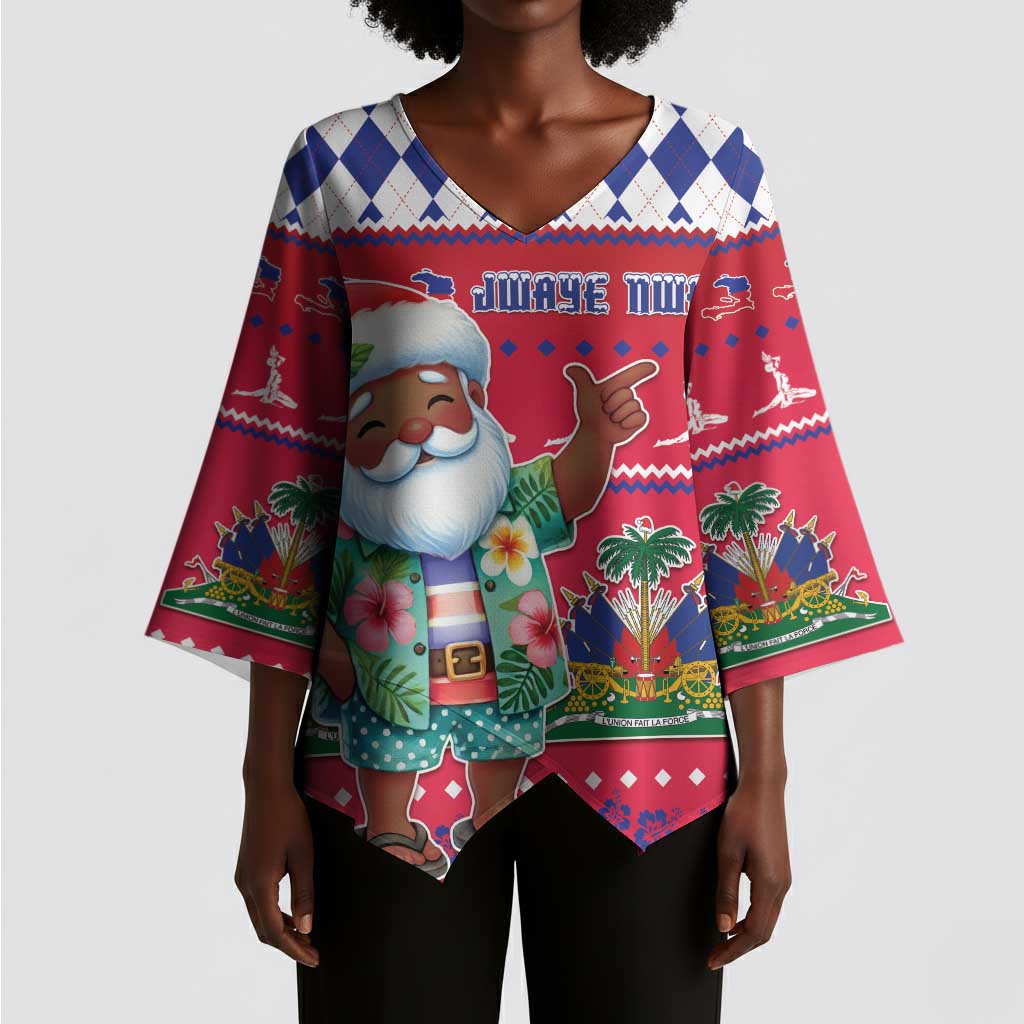 Afro Haiti Christmas Kimono Sleeve Blouse Haitian Santa Jwaye Nwel