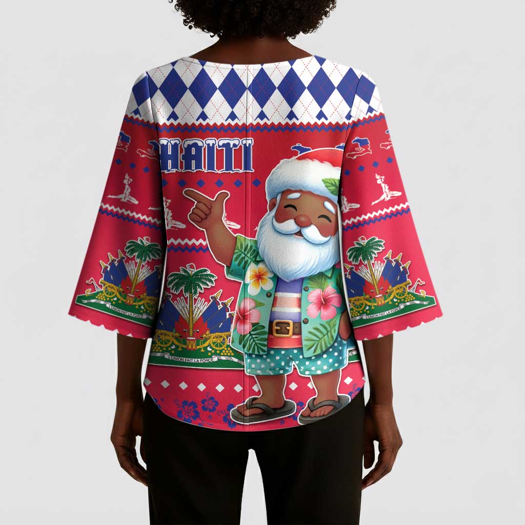 Afro Haiti Christmas Kimono Sleeve Blouse Haitian Santa Jwaye Nwel