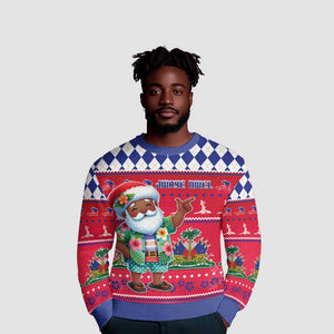 Afro Haiti Christmas Ugly Christmas Sweater Haitian Santa Jwaye Nwel - African Pride