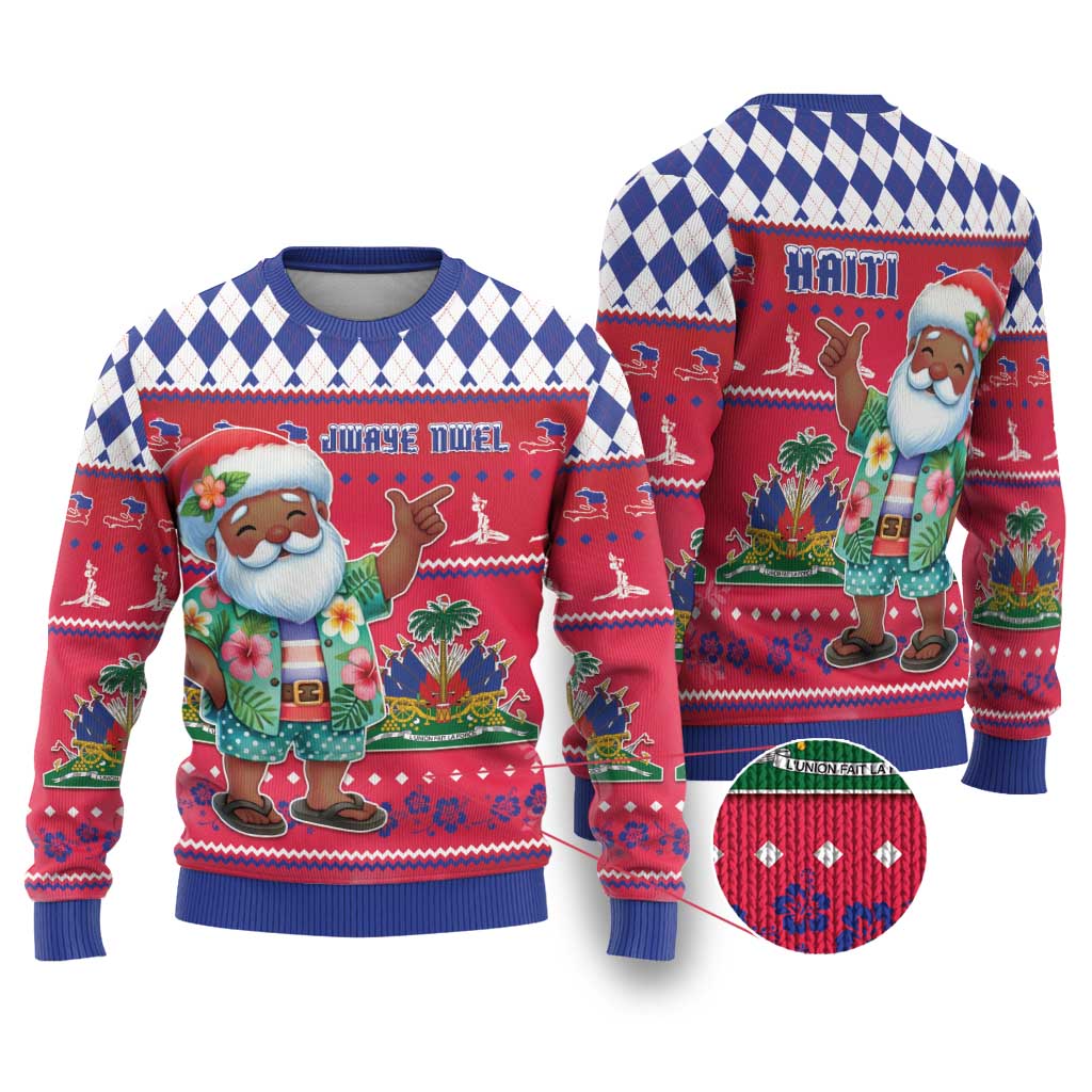 Afro Haiti Christmas Ugly Christmas Sweater Haitian Santa Jwaye Nwel - African Pride