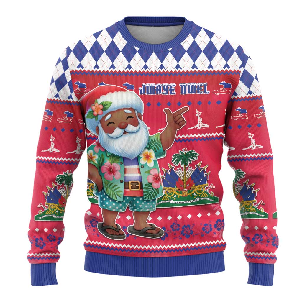 Afro Haiti Christmas Ugly Christmas Sweater Haitian Santa Jwaye Nwel - African Pride
