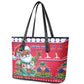 Afro Haiti Christmas Leather Tote Bag Haitian Santa Jwaye Nwel - African Pride