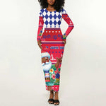 Afro Haiti Christmas Long Sleeve Bodycon Dress Haitian Santa Jwaye Nwel - African Pride