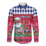 Afro Haiti Christmas Long Sleeve Button Shirt Haitian Santa Jwaye Nwel - African Pride