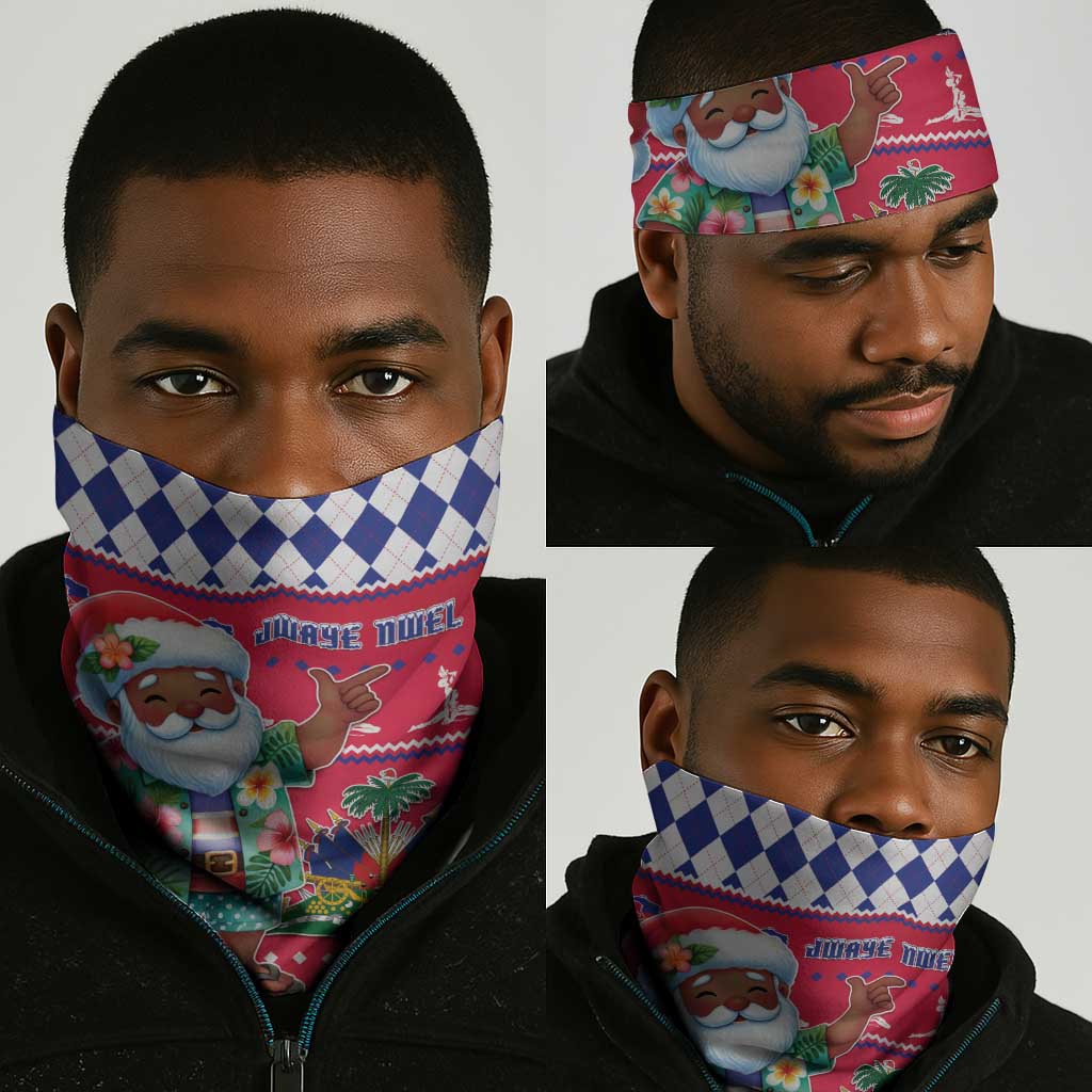 Afro Haiti Christmas Neck Gaiter Haitian Santa Jwaye Nwel - African Pride