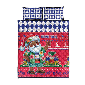 Afro Haiti Christmas Quilt Bed Set Haitian Santa Jwaye Nwel - African Pride