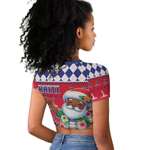 Afro Haiti Christmas Raglan Cropped T shirt Haitian Santa Jwaye Nwel - African Pride
