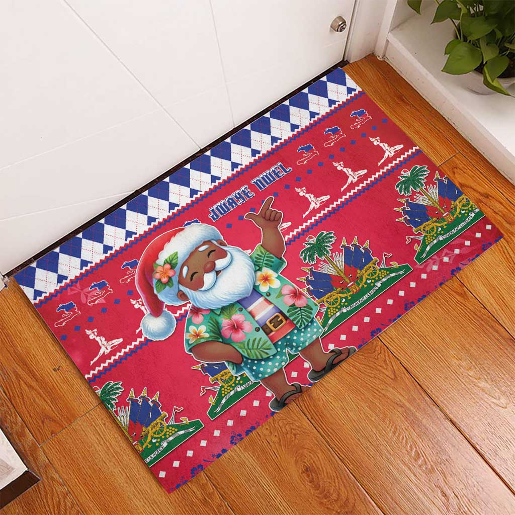 Afro Haiti Christmas Rubber Doormat Haitian Santa Jwaye Nwel - African Pride