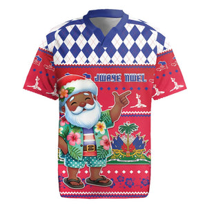Afro Haiti Christmas Rugby Jersey Haitian Santa Jwaye Nwel - African Pride