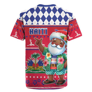 Afro Haiti Christmas Rugby Jersey Haitian Santa Jwaye Nwel - African Pride