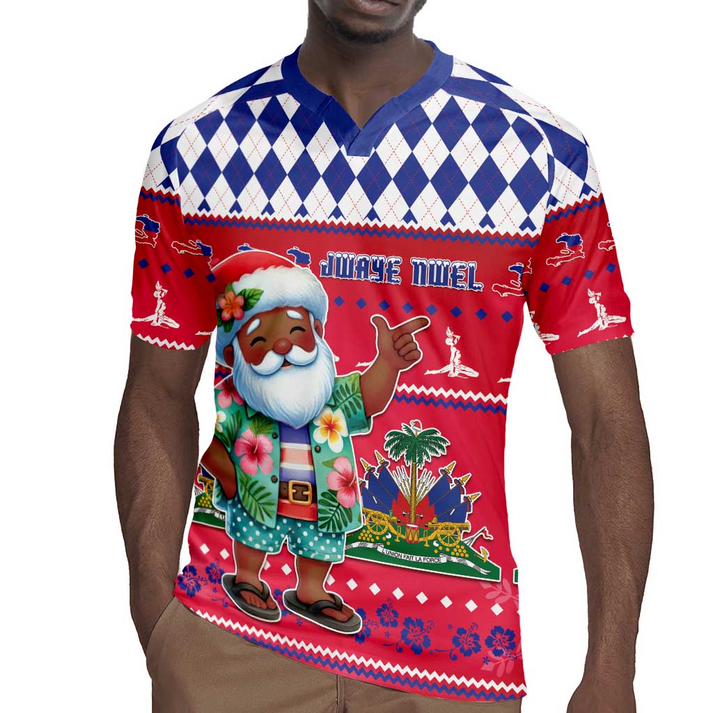 Afro Haiti Christmas Rugby Jersey Haitian Santa Jwaye Nwel - African Pride