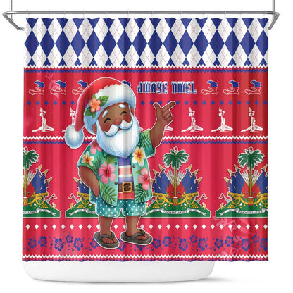 Afro Haiti Christmas Shower Curtain Haitian Santa Jwaye Nwel - African Pride